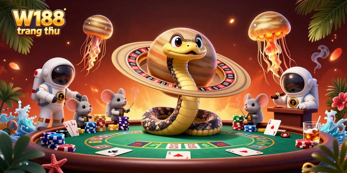 Place bets at W188 trang chủ with an exciting cosmic casino scene showcasing vibrant elements.