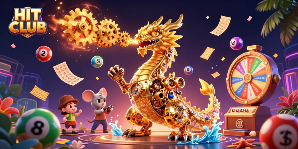 Experience thrilling moments at HIT CLUB with colorful bouncing lottery balls and golden prizes.
