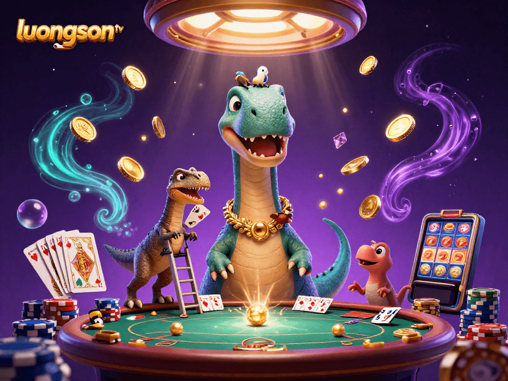 Experience thrilling gaming action with luongson tv in this vibrant 3D casino scene filled with excitement and golden rewards.