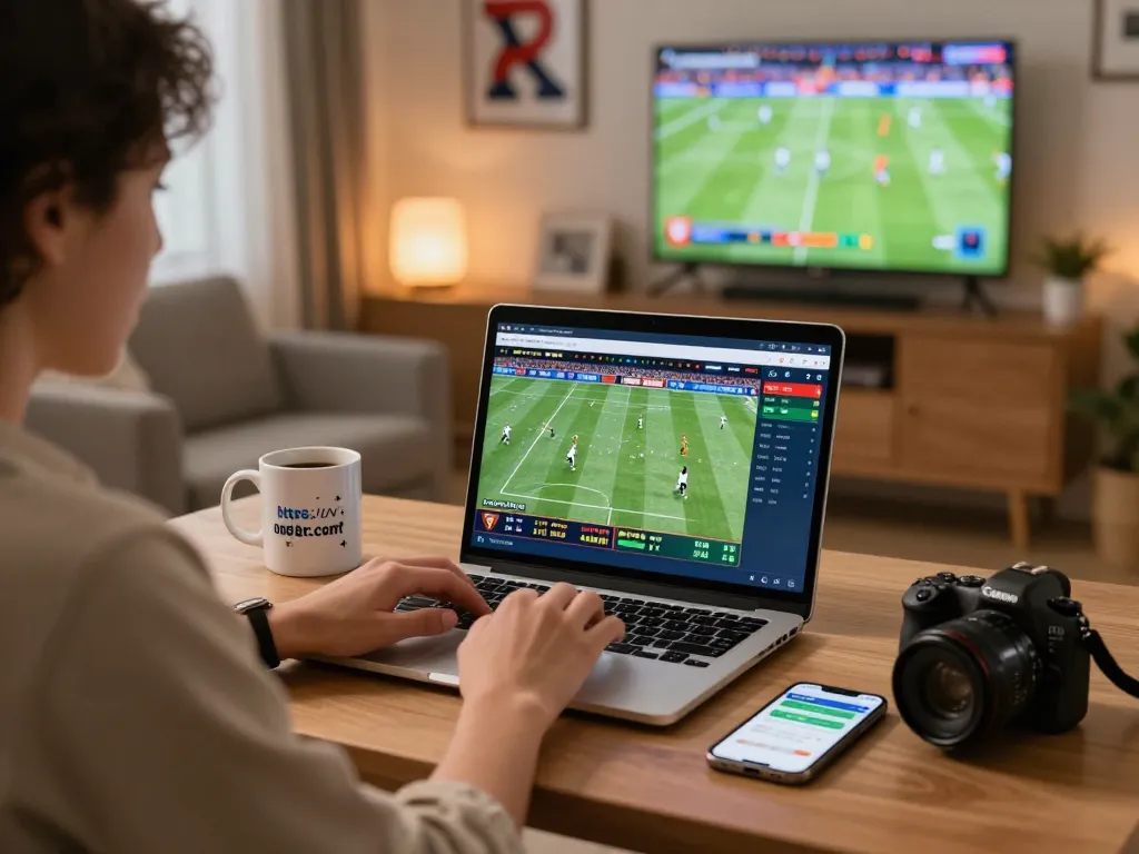 Engaged user placing bets on the https://one88.br.com/ sports betting platform in a cozy home environment.