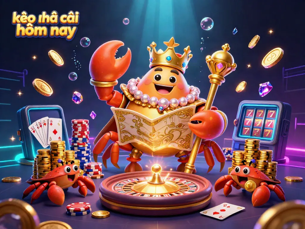 Engage in thrilling betting strategies with kèo nhà cái hôm nay featured in a lively 3D casino scene.