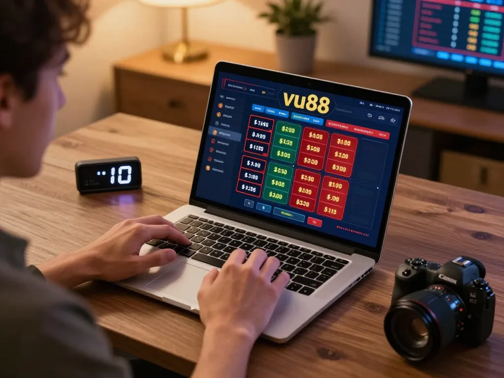 Player strategizing betting odds at vu88 online casino, showcasing exciting gameplay and a responsible gaming environment.