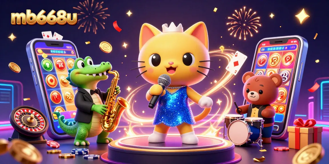 Experience excitement at mb668u with vibrant casino elements and characters creating a lively atmosphere.