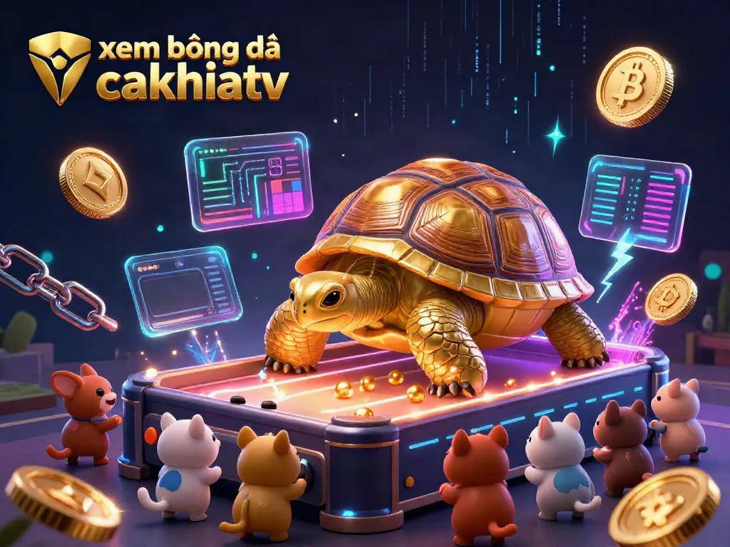 Engage with xem bóng đá cakhiatv in a vibrant, animated scene featuring a colossal pinball tortoise and dynamic gambling elements.