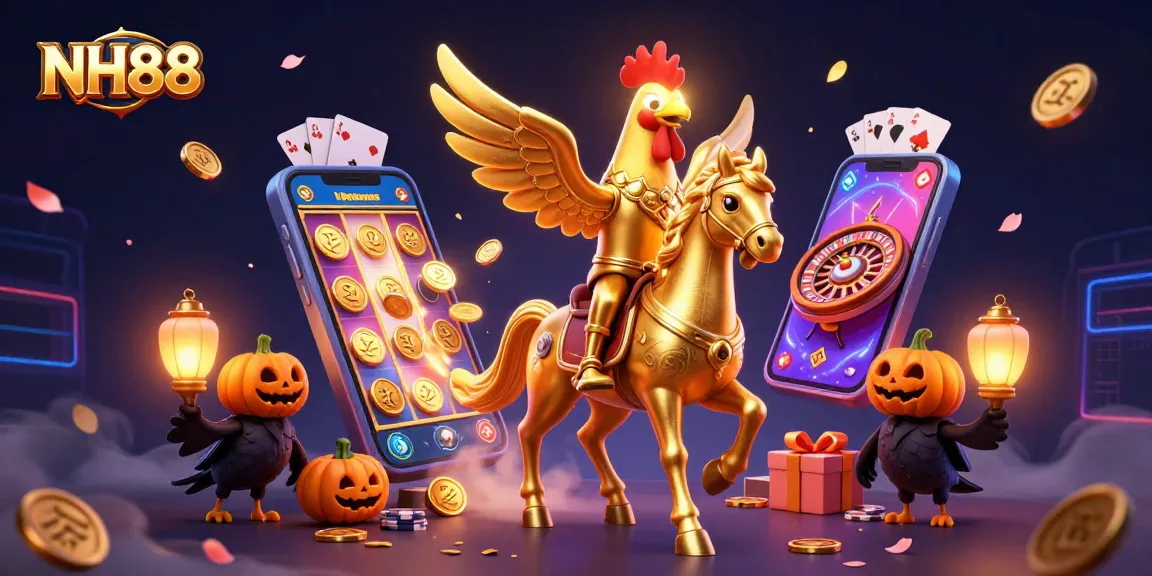 Experience thrilling games at NH88 with our 3D cartoon action of the golden rooster in a vibrant casino.