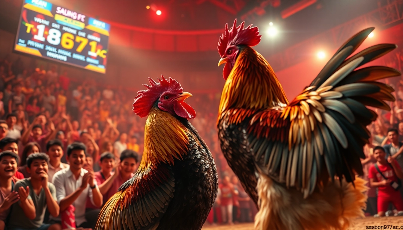 Exciting live cockfighting action at sabong67.ac with vibrant audience engagement.