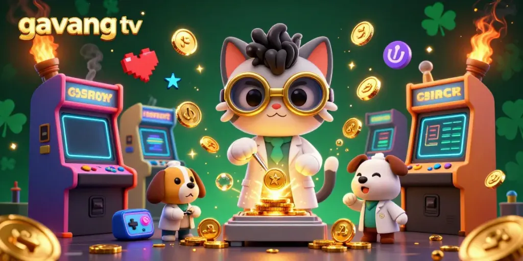 Engage with the captivating world of gavang tv while witnessing a mad scientist cat and assistant create gaming magic.