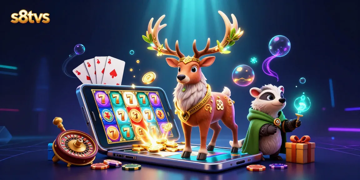 S8TV showcases a vibrant gaming atmosphere with dynamic characters and colorful gambling elements.