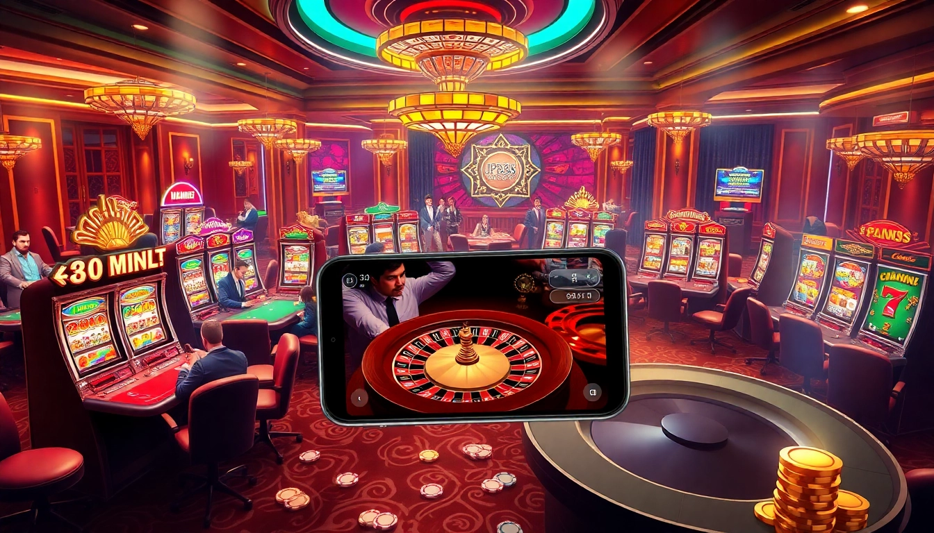 Experience the thrill of the kp88 app in a luxurious casino setting full of poker chips and slot machines.