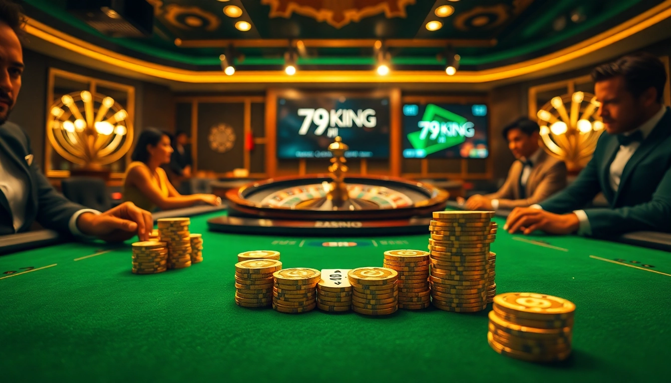 Engaged players at 79KING poker table immersed in high-stakes gaming atmosphere.