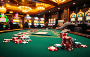 Players strategizing at a poker table with DA88 chips in an upscale casino setting.