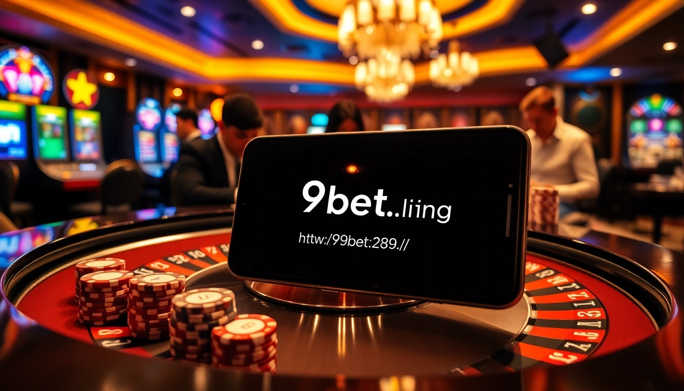 Experience the thrill of winning at https://9bet.living/ with a vibrant casino scene featuring roulette and poker.
