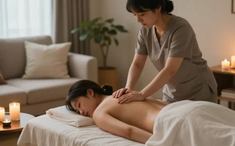 부평출장마사지 session in a soothing home environment with a professional therapist.